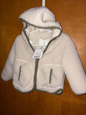 ZARA Baby Sherpa Jacket 9–12 Months NWT Cozy Hooded Fleece
